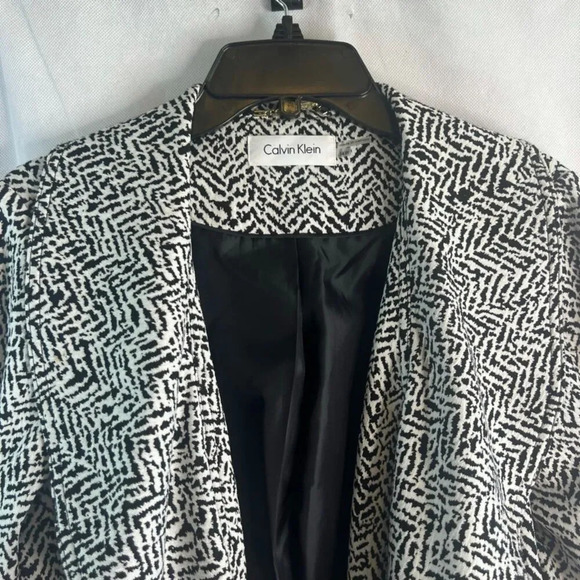 Calvin Klein Open Front Waterfall Black and White Dressy Jacket Women's Size 14W - Picture 3 of 9